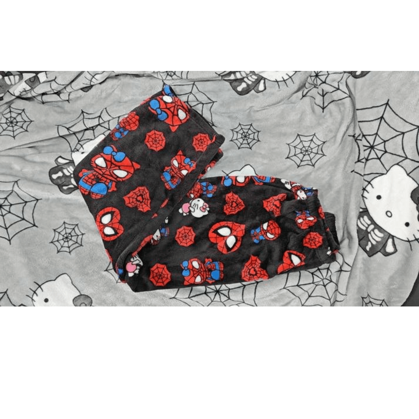 Cotton Velvet Hello Kitty Spider-man Loose Pajama Set with Long Pants