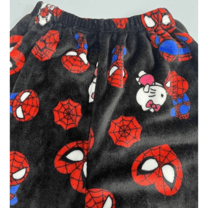 Cotton Velvet Hello Kitty Spider-man Loose Pajama Set with Long Pants