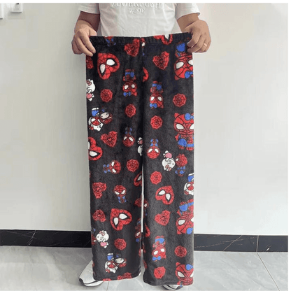 Cotton Velvet Hello Kitty Spider-man Loose Pajama Set with Long Pants